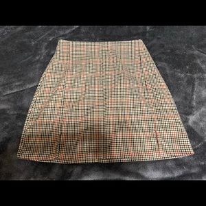 Plaid Mini Skirt w/ 2 Small Slits